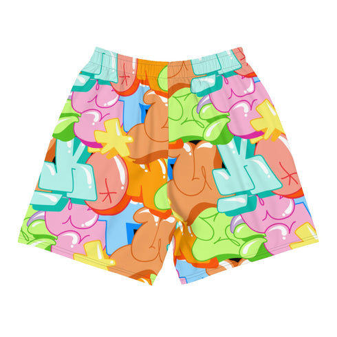 Graffiti Athletic Long Shorts – Black Candy | Hip - Hop Streetwear Shorts - Stykonz Graffiti Streetwear