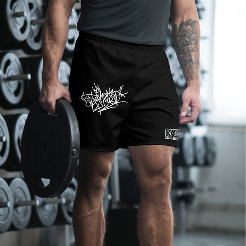 Graffiti Athletic Long Shorts – Black Style Master Tag | Hip - Hop Streetwear Shorts - Stykonz Graffiti Streetwear