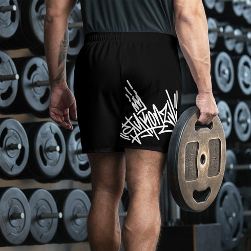 Graffiti Athletic Long Shorts – Black Style Master Tag | Hip - Hop Streetwear Shorts - Stykonz Graffiti Streetwear