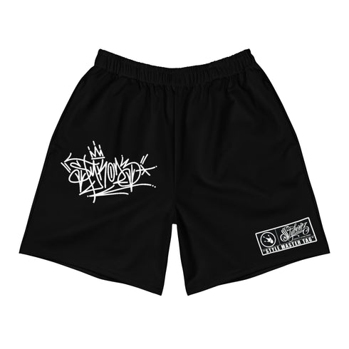 Graffiti Athletic Long Shorts – Black Style Master Tag | Hip - Hop Streetwear Shorts - Stykonz Graffiti Streetwear