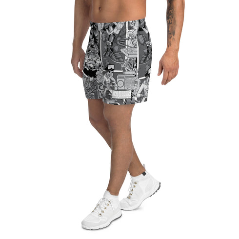 Graffiti Athletic Long Shorts – B&W Comic Stykonz 1 | Hip - Hop Streetwear Shorts - Stykonz Graffiti Streetwear