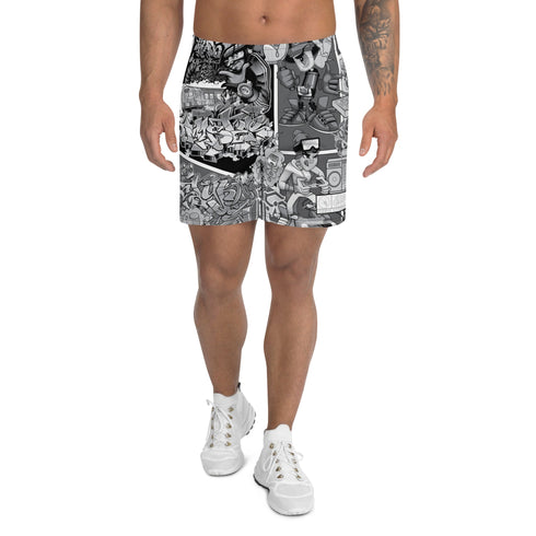 Graffiti Athletic Long Shorts – B&W Comic Stykonz 1 | Hip - Hop Streetwear Shorts - Stykonz Graffiti Streetwear