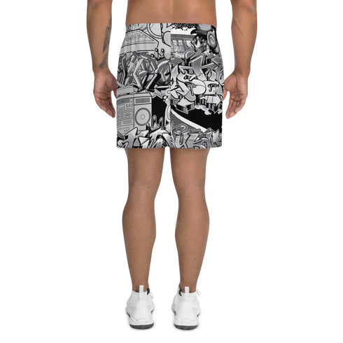 Graffiti Athletic Long Shorts – feat B&W Comic Stykonz 1 | Hip - Hop Streetwear Shorts - Stykonz Graffiti Streetwear