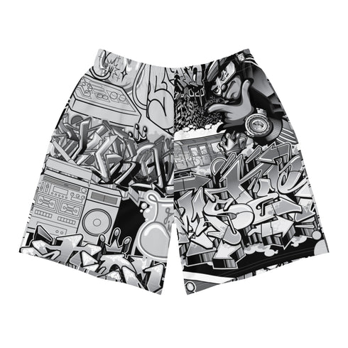 Graffiti Athletic Long Shorts – feat B&W Comic Stykonz 1 | Hip - Hop Streetwear Shorts - Stykonz Graffiti Streetwear