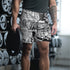 Graffiti Athletic Long Shorts – feat B&W Comic Stykonz 1 | Hip - Hop Streetwear Shorts - Stykonz Graffiti Streetwear