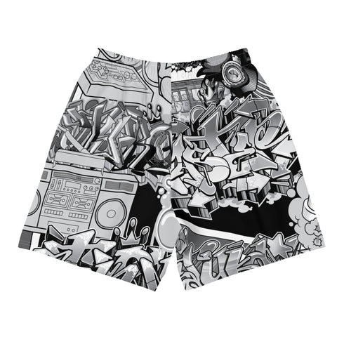 Graffiti Athletic Long Shorts – feat B&W Comic Stykonz 1 | Hip - Hop Streetwear Shorts - Stykonz Graffiti Streetwear