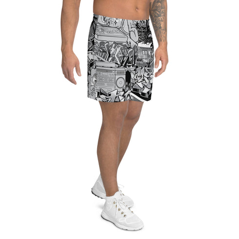 Graffiti Athletic Long Shorts – feat B&W Comic Stykonz 1 | Hip - Hop Streetwear Shorts - Stykonz Graffiti Streetwear