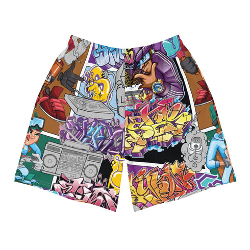 Graffiti Athletic Long Shorts – feat Comic Stykonz 1 | Hip - Hop Streetwear Shorts - Stykonz Graffiti Streetwear