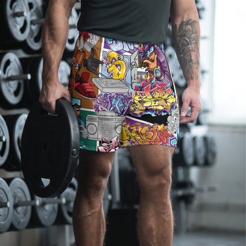 Graffiti Athletic Long Shorts – feat Comic Stykonz 1 | Hip - Hop Streetwear Shorts - Stykonz Graffiti Streetwear