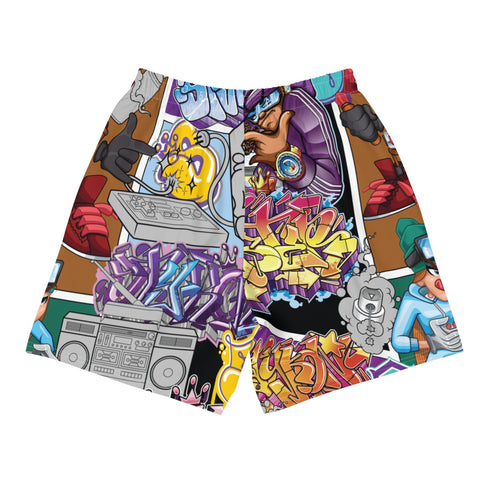 Graffiti Athletic Long Shorts – feat Comic Stykonz 1 | Hip - Hop Streetwear Shorts - Stykonz Graffiti Streetwear
