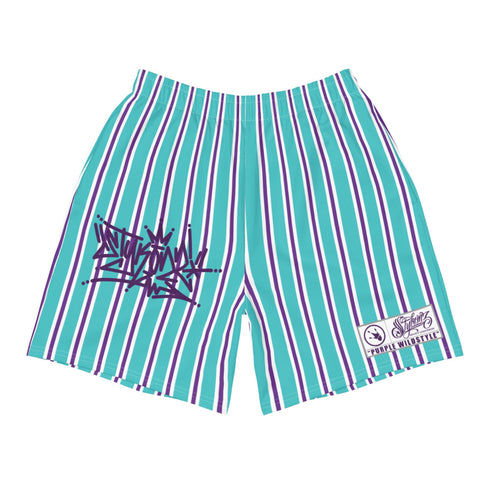 Graffiti Athletic Long Shorts – feat Stykonz Candy Turquoise Tag | Hip - Hop Streetwear Shorts - Stykonz Graffiti Streetwear