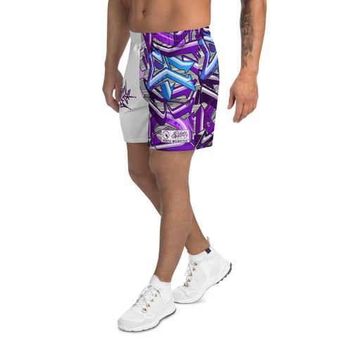 Graffiti Athletic Long Shorts – feat Stykonz Purple Wildstyle | Hip - Hop Streetwear Shorts - Stykonz Graffiti Streetwear