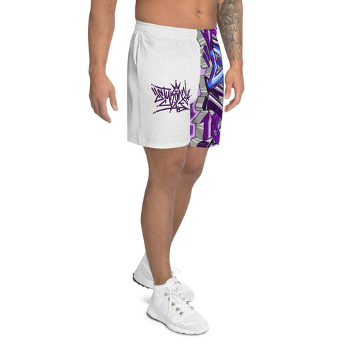 Graffiti Athletic Long Shorts – feat Stykonz Purple Wildstyle | Hip - Hop Streetwear Shorts - Stykonz Graffiti Streetwear