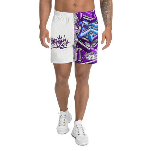 Graffiti Athletic Long Shorts – feat Stykonz Purple Wildstyle | Hip - Hop Streetwear Shorts - Stykonz Graffiti Streetwear