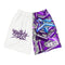 Graffiti Athletic Long Shorts – feat Stykonz Purple Wildstyle | Hip - Hop Streetwear Shorts - Stykonz Graffiti Streetwear