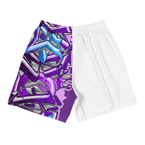 Graffiti Athletic Long Shorts – feat Stykonz Purple Wildstyle | Hip - Hop Streetwear Shorts - Stykonz Graffiti Streetwear