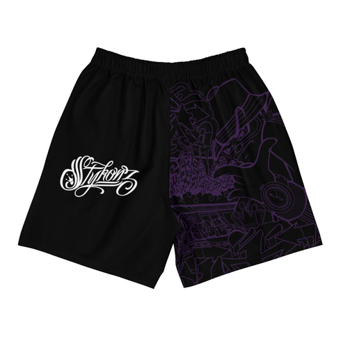 Graffiti Athletic Long Shorts – feat The Train Master Black | Hip - Hop Streetwear Shorts - Stykonz Graffiti Streetwear