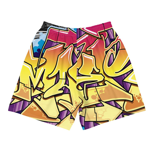 Graffiti Athletic Long Shorts – feat The Train Master NY Wildstyle | Hip - Hop Streetwear Shorts - Stykonz Graffiti Streetwear