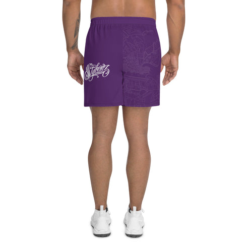 Graffiti Athletic Long Shorts – feat The Train Master Purple | Hip - Hop Streetwear Shorts - Stykonz Graffiti Streetwear