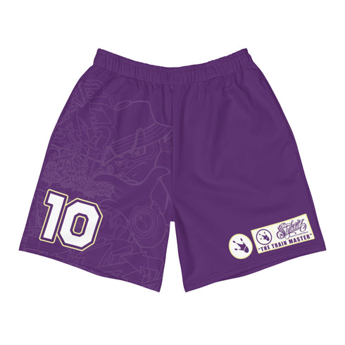 Graffiti Athletic Long Shorts – feat The Train Master Purple | Hip - Hop Streetwear Shorts - Stykonz Graffiti Streetwear