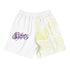 Graffiti Athletic Long Shorts – feat The Train Master White | Hip - Hop Streetwear Shorts - Stykonz Graffiti Streetwear