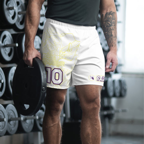 Graffiti Athletic Long Shorts – feat The Train Master White | Hip - Hop Streetwear Shorts - Stykonz Graffiti Streetwear