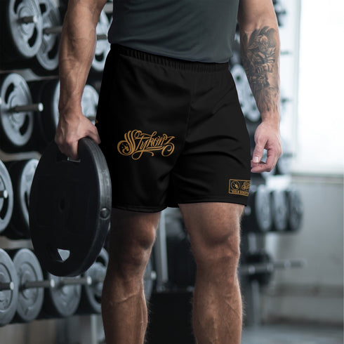 Graffiti Athletic Long Shorts – Gold Scriptkonz | Hip - Hop Streetwear Shorts - Stykonz Graffiti Streetwear