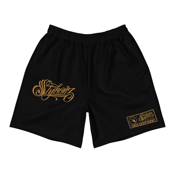 Graffiti Athletic Long Shorts – Gold Scriptkonz | Hip - Hop Streetwear Shorts - Stykonz Graffiti Streetwear