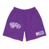 Graffiti Athletic Long Shorts - Stykonz Purple and White Throwup Script | Hip - Hop Streetwear Shorts - Stykonz Graffiti Streetwear