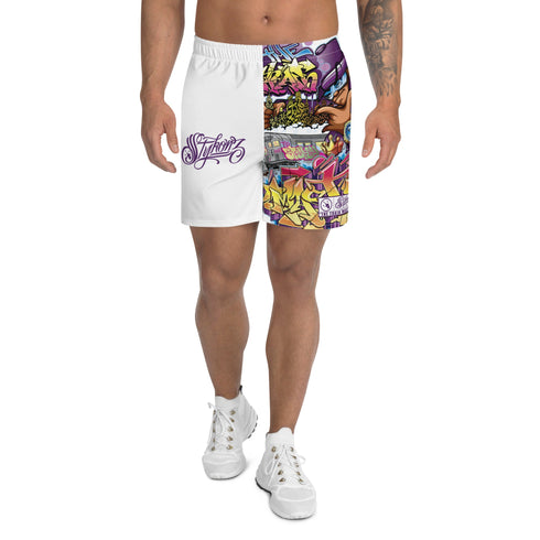 Graffiti Athletic Long Shorts – The Train Master NY Wildstyle | Hip - Hop Streetwear Shorts - Stykonz Graffiti Streetwear