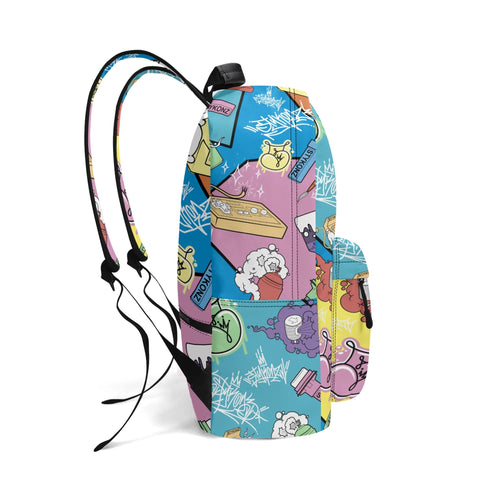 Graffiti Backpack 17 Inch Twill Leather feat 90’s Elements | Hip - Hop Streetwear Bag - Stykonz Graffiti Streetwear