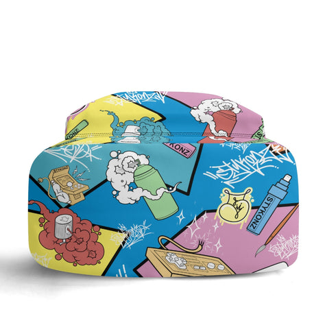 Graffiti Backpack 17 Inch Twill Leather feat 90’s Elements | Hip - Hop Streetwear Bag - Stykonz Graffiti Streetwear