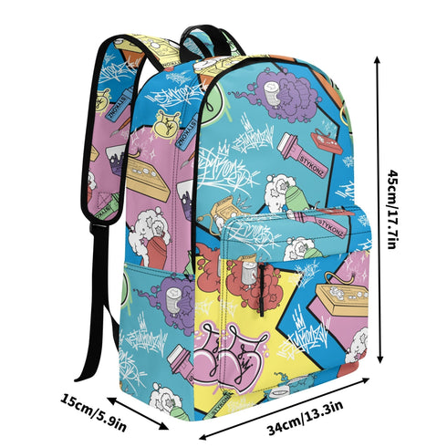 Graffiti Backpack 17 Inch Twill Leather feat 90’s Elements | Hip - Hop Streetwear Bag - Stykonz Graffiti Streetwear