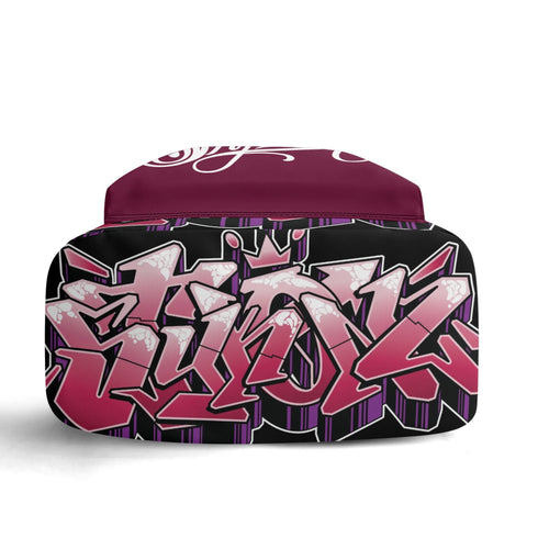 Graffiti Backpack 17 Inch Twill Leather feat Black Cherry | Hip - Hop Streetwear Bag - Stykonz Graffiti Streetwear