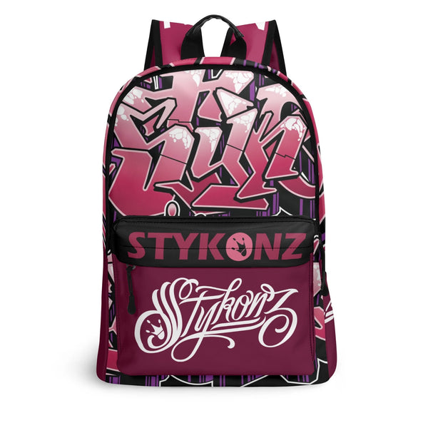 Graffiti Backpack 17 Inch Twill Leather feat Black Cherry | Hip - Hop Streetwear Bag - Stykonz Graffiti Streetwear