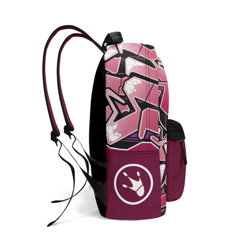 Graffiti Backpack 17 Inch Twill Leather feat Black Cherry | Hip - Hop Streetwear Bag - Stykonz Graffiti Streetwear
