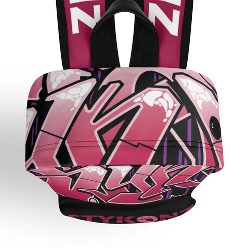 Graffiti Backpack 17 Inch Twill Leather feat Black Cherry | Hip - Hop Streetwear Bag - Stykonz Graffiti Streetwear