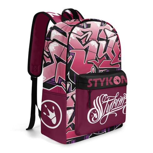 Graffiti Backpack 17 Inch Twill Leather feat Black Cherry | Hip - Hop Streetwear Bag - Stykonz Graffiti Streetwear
