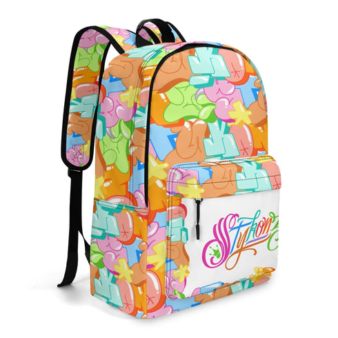 Graffiti Backpack 17 Inch Twill Leather feat Candy | Hip - Hop Streetwear Bag - Stykonz Graffiti Streetwear