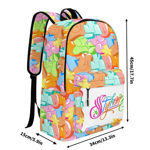 Graffiti Backpack 17 Inch Twill Leather feat Candy | Hip - Hop Streetwear Bag - Stykonz Graffiti Streetwear