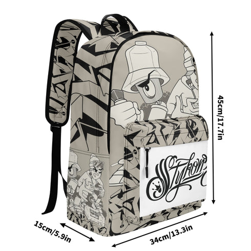 Graffiti Backpack 17 Inch Twill Leather feat Chromium | Hip - Hop Streetwear Bag - Stykonz Graffiti Streetwear