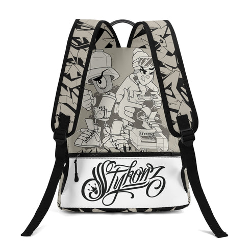 Graffiti Backpack 17 Inch Twill Leather feat Chromium | Hip - Hop Streetwear Bag - Stykonz Graffiti Streetwear