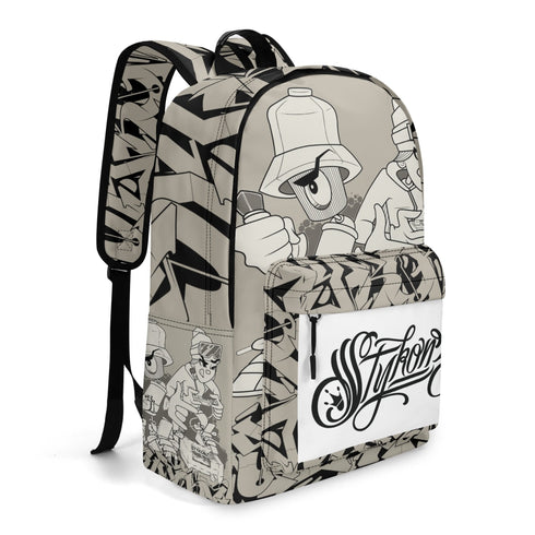 Graffiti Backpack 17 Inch Twill Leather feat Chromium | Hip - Hop Streetwear Bag - Stykonz Graffiti Streetwear