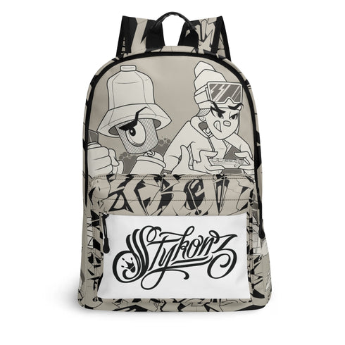 Graffiti Backpack 17 Inch Twill Leather feat Chromium | Hip - Hop Streetwear Bag - Stykonz Graffiti Streetwear