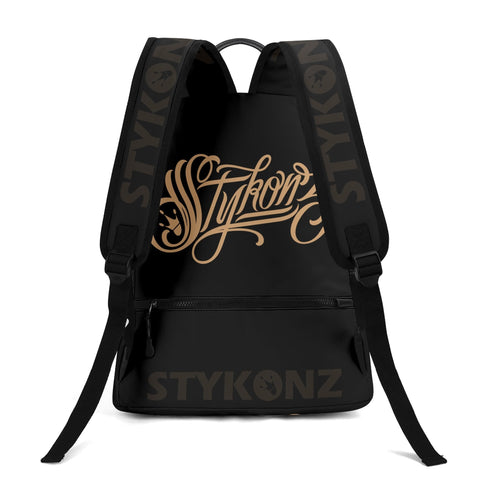 Graffiti Backpack 17 Inch Twill Leather feat Gold Scriptkonz | Hip - Hop Streetwear Bag - Stykonz Graffiti Streetwear