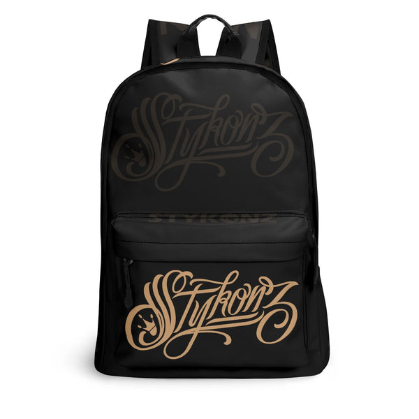 Graffiti Backpack 17 Inch Twill Leather feat Gold Scriptkonz | Hip - Hop Streetwear Bag - Stykonz Graffiti Streetwear