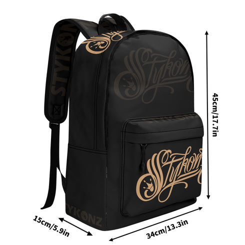 Graffiti Backpack 17 Inch Twill Leather feat Gold Scriptkonz | Hip - Hop Streetwear Bag - Stykonz Graffiti Streetwear