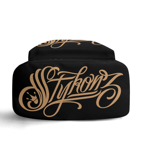 Graffiti Backpack 17 Inch Twill Leather feat Gold Scriptkonz | Hip - Hop Streetwear Bag - Stykonz Graffiti Streetwear