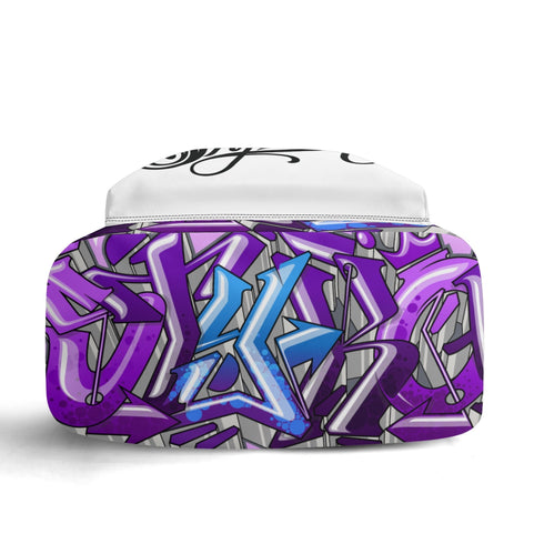 Graffiti Backpack 17 Inch Twill Leather feat Purple Wildstyle | Hip - Hop Streetwear Bag - Stykonz Graffiti Streetwear