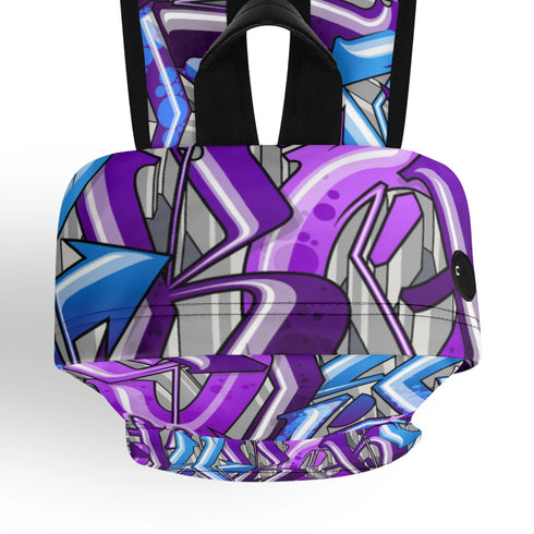 Graffiti Backpack 17 Inch Twill Leather feat Purple Wildstyle | Hip - Hop Streetwear Bag - Stykonz Graffiti Streetwear